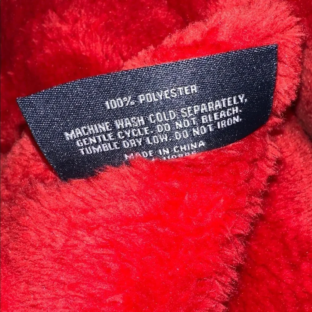 French Connection Fiery Red Plush Blanket Throw with a Hanger